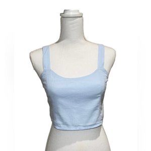 Aerie Cropped Woven Corset Tank Top Pastel Blue Size L